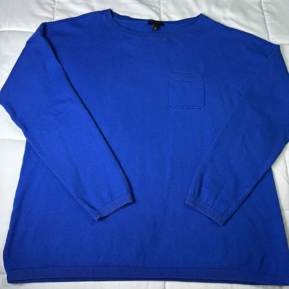Talbots Royal Blue Round Neck Long Sleeve Lightweight Sweater w/Pocket, Size XL - Picture 1 of 10